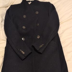 Classic Double-Breasted Navy Wool Coat